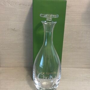 Kate Spade Lenox Clear Glass Crystal Decanter W Stopper in Box Marked “Ours” NIB